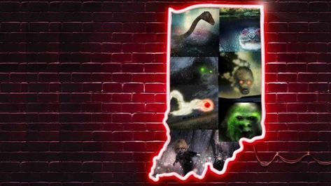 Cryptids of Indiana and where to find them Oklahoma Cryptids, Cryptids Of Indiana, Wisconsin Cryptids, Cryptids Of Each State, Missouri Cryptids, Lake Monsters, Pike County, Monster Illustration, Dark Corners