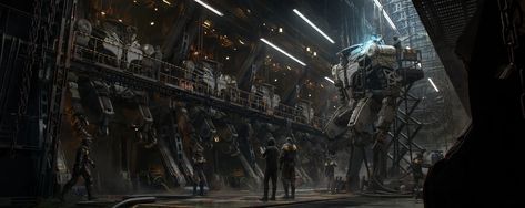 ArtStation - Hangar 74 Mech Hangar, Sci Fi Tech, Rpg Horror, Earth Atmosphere, Rpg Dice, Blender Tutorial, Futuristic Interior, Spaceship Design, Inspirational Artwork