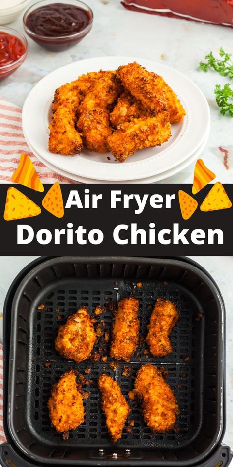 Air Fryer Doritos Chicken, Easy Cheap Dinners Air Fryer, Dorito Chicken Tenders Air Fryer, Dinner In The Air Fryer, Dorito Fried Chicken, Dinner Ideas In Air Fryer, Air Fryer Recipes For Picky Eaters, Dinner Recipes For Family Air Fryer, Fun Air Fryer Recipes