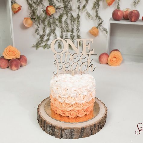 One Sweet Peach Cake, 28th Birthday Cake, One Sweet Peach, Baby First Birthday Themes, Peach Baby Shower, 1st Birthday Party For Girls, Peach Party, Peach Cake