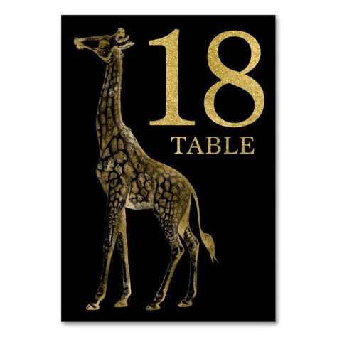 Animal Table Numbers, Giraffe Wedding, Giraffe Cartoon, Giraffe Images, Animal Table, Black Is King, Table Number Card, Wedding Table Number Cards, Wedding Table Number