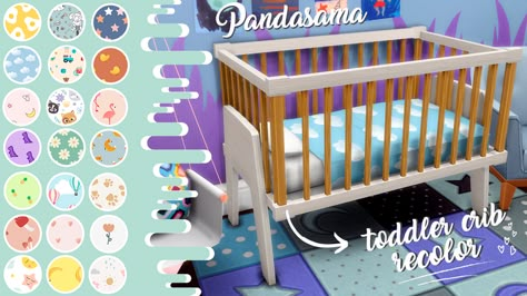 Pandasama Toddler Crib - Recolor | Patreon Sims 4 Crib Cc Maxis Match, Sims 4 Cc Crib Patreon, Ts4 Toddler Cc Furniture, Sims 4 Cc Baby Cribs, Sims 4 Infant Crib, Sims 4 Toddler Furniture, Sims 4 Cc Crib, Sims 4 Baby Clutter, Sims 4 Cribs