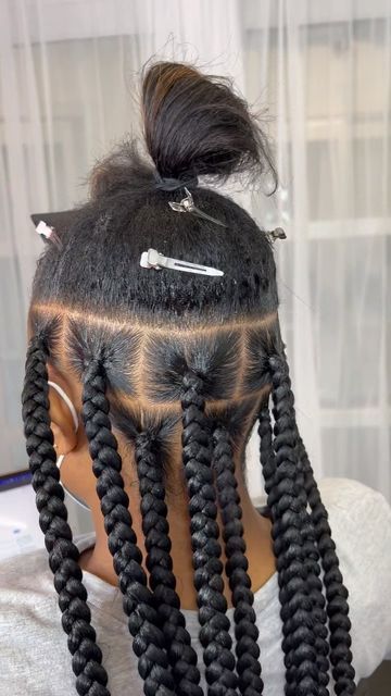 Jumbo Knotless Box Braids Shoulder Length, Large Knotless Parts Guide, Box Braids Parting Guide Jumbo, Large Knot Less Braids Parting Guide, Large Parting Guide, Large Parts Knotless Braids, Large Knotless Parting Pattern, Braided Hairstyles Large, Knotless Large Braids