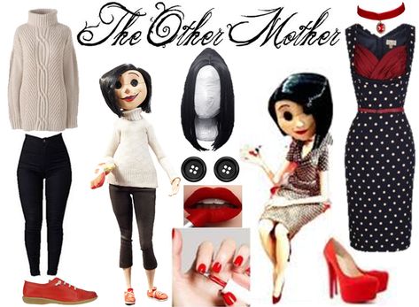 #Coraline #CoralineTheOtherMother #Cosplay #Outfits Coraline And Other Mother Costume, Other Mother Cosplay, Coraline The Other Mother, Other Mother Costume, Halloween Matching Costumes, Coraline Outfit, The Beldam, Other Mother Coraline, Coraline Party