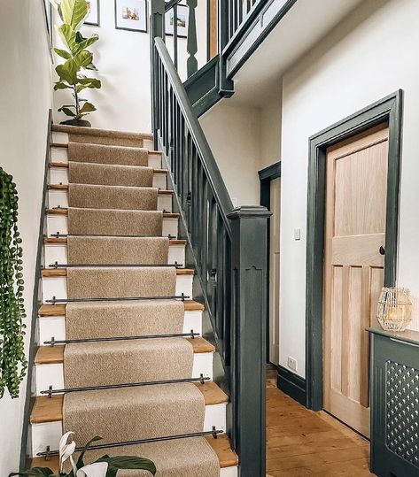 Staircase With Runner, Tuesday Transformation, Stairs And Hallway Ideas, 1930s House Interior, Hall Stairs, Stairs Landing, Hallway Colours, House Staircase, Annual Leave