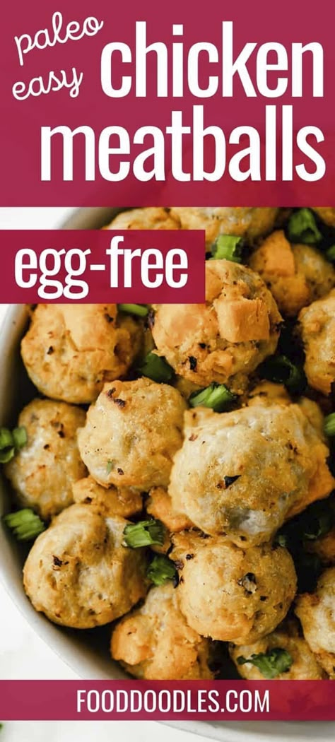 Egg Free Chicken Meatballs, Chicken Meatballs Paleo, Chicken Meatballs Without Eggs, Dairy And Egg Free Meatballs, Dairy And Egg Free Turkey Meatballs, Gluten Free Dairy Free Turkey Meatballs, Chicken Meatballs Whole 30, Aip Chicken Meatballs, Toddler Chicken Recipes