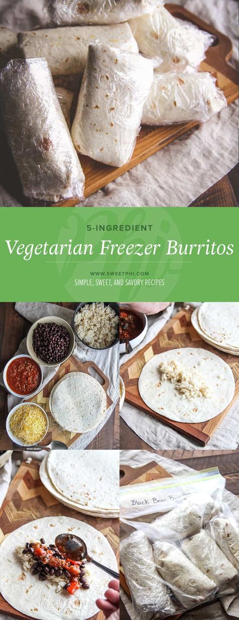 Breakfast Burritos Vegetarian, Burritos Vegetarian, Vegan Freezer Meals, Freezer Burritos, Vegetarian Freezer Meals, Frozen Burritos, Healthy Freezer Meals, Vegetarian Meal Prep, Freezer Cooking