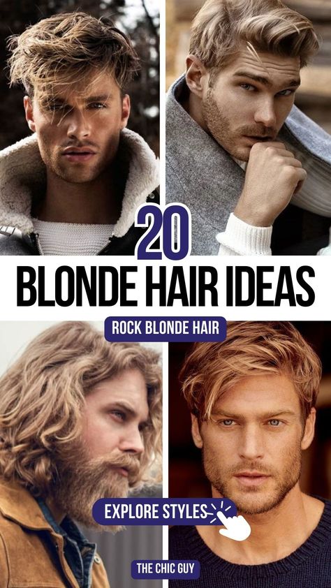 20 Trendy Blonde Hairstyles for Men to Rock in 2024 Latest Blonde Hair Color Trends, Ginger Blonde Hair Men, Men’s Short Blonde Haircut, Blonde Tips Men, Messy Blonde Hair Men, Men’s Hair Styles Blonde, Blonde Hair Men Hairstyles, Fade Haircut Blonde, Mens Blonde Highlights On Dark Hair