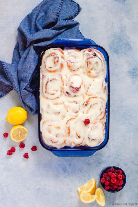 Raspberry Lemon Sweet Rolls - Bake. Eat. Repeat. Raspberry Lemon Sweet Rolls, Rolls Bread Machine, Lemon Sweet Rolls, Lemon Rolls, Orange Sweet Rolls, Rolls Bread, Sweet Roll Recipe, Lemon Cream Cheese, Cream Cheese Glaze