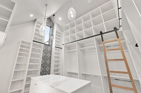 Closet With Ladder, Library Ladders, Diy Clothes Storage, Sliding Ladder, Master Closet Design, House Closet, Rolling Ladder, Barrister Bookcase, Library Ladder