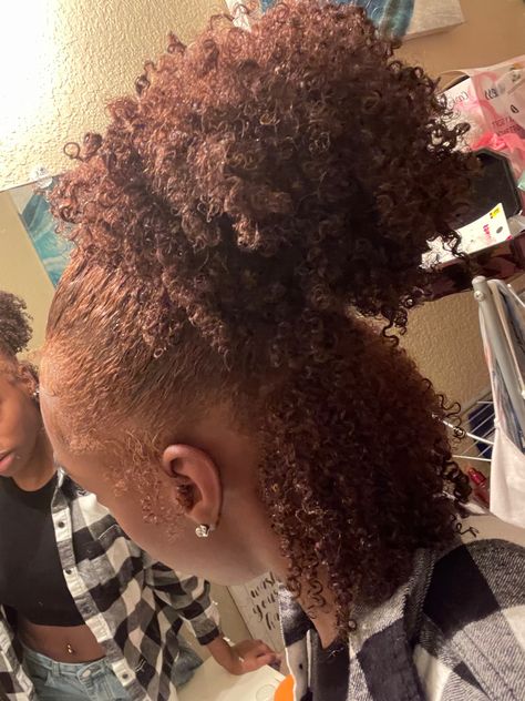 Caramel Brown Natural Hair, Ginger 4b Hair, Honey Brown Natural Hair Black Women, Dyed Type 4 Natural Hair, 4b Dyed Hair, Curly Half Up Half Down Natural Hair, Chocolate Brown Natural Hair, Brown 4c Hair, Down Curly Hair