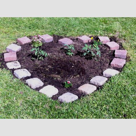 TT spot in yard Small Pet Memorial Garden Ideas, Heart Shape Garden Ideas, Animal Memorial Garden Ideas, Heart Shaped Plants, Purple Heart Landscaping, Easy Garden Ideas Landscaping, Pet Memorial Garden, Outside Plants, Garden Rock Art