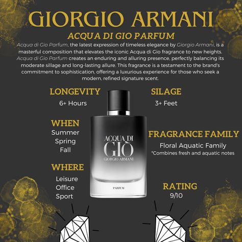 Elevate your fashion and style game with a captivating perfume experience! 🌟 Discover the essence of modern sophistication with our in-depth review of Giorgio Armani's Acqua Di Gio Parfum. 🕴️✨ Unleash the power of style with this luxurious fragrance that seamlessly blends into your fashion-forward lifestyle. 💫 #Fashion #Style #Perfumes #GiorgioArmani #AcquaDiGio #FragranceReview #StyleWithScent Perfume Experience, Giorgio Armani Perfume, Cologne Collection, Best Fragrance For Men, Men's Cologne, Art Of Manliness, Perfume Reviews, Best Fragrances, Polo Blue