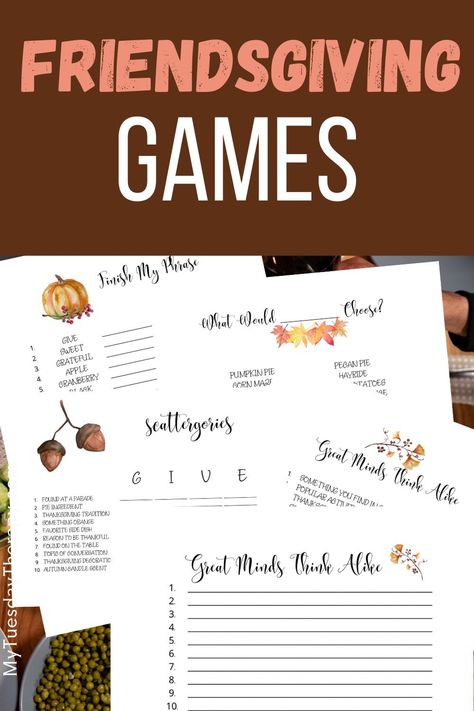 Friendsgiving game ideas. Friendsgiving game printables. Friendsgiving ideas. Thanksgiving games. Fall game printables. Friendsgiving At Work, Friendsgiving Work Ideas, Friendsgiving Ice Breakers, Work Friendsgiving Ideas, Friends Giving Game Ideas, Friendsgiving Printables Free, Friendsgiving Games Free Printable, Friendsgiving Ideas For Teens, Friendsgiving Favor Ideas