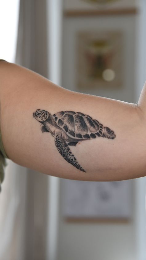 #spacetats #turtletattoo #realismtattoo #smallwomentattoo #smalltattoo #microrealism #turtle #turtoisetattoo Hawksbill Sea Turtle Tattoo, Hawksbill Sea Turtle, Sea Turtle Tattoo, Turtle Tattoo, Trendy Tattoos, S Tattoo, Add Ons, Sea Turtle, I Tattoo