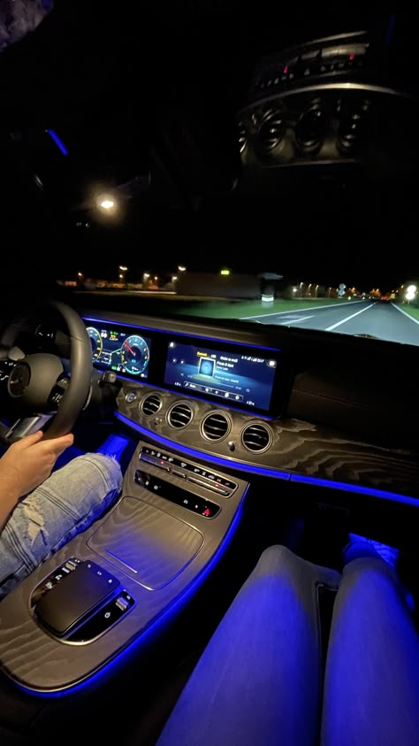 Night Drive Aesthetic, Drive Aesthetic, C 63 Amg, Luxury Couple, Dream Cars Mercedes, Interior Led Lights, Night Drive, Luxury Car Interior, Late Night Drives