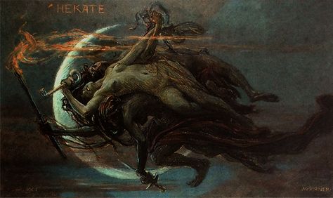 Maximilian Pirner - Hekate (1893) Lady Hekate, Hecate Goddess, World Mythology, Scary Witch, Oh My Goddess, Roman Goddess, William Blake, 다크 판타지, Art Japonais