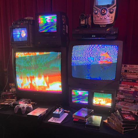 aesthetic post, vhs, glitch, glitchy, inspiration, art inspo, vintage, event Vhs Store Aesthetic, Old Vhs Aesthetic, Crt Aesthetic, Vhs Tape Aesthetic, Video Store Aesthetic, 80s Vhs Aesthetic, Atx Aesthetic, 90s Vhs Aesthetic, Vr Aesthetic