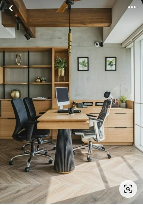 Commercial Office Interior Design Modern, Earthy Interior Design Office, Architect Office Design Interiors, Earthy Office Design, Tech Office Interior Design, Boss Cabin Design Office, Small Office Cabin, Md Cabin Interior Office, Industrial Interior Design Commercial