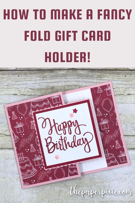 Birthday Card With Gift Card Holder, Cards With Gift Card Pockets, Gift Card Holder Template Cricut, Birthday Card Gift Card Holder, Gift Card Holder Birthday, Fun Fold Gift Card Holder, Gift Card Diy Holder, Paper Craft Gift Card Holder, Birthday Gift Card Holder Diy Cute Ideas