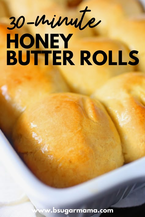 Quick Sweet Rolls Recipe, Honey Butter Rolls Recipe, 30 Minute Honey Butter Rolls, Honey Butter Yeast Rolls, Honey Bread Rolls, Honey Butter Glaze For Rolls, Homemade Butter Rolls, Honey Rolls Homemade, Dinner Rolls With Active Dry Yeast