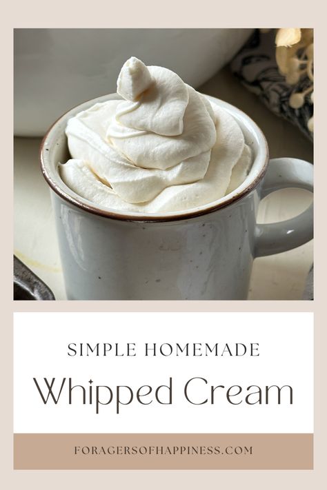 This simple homemade whipped cream recipe only requires 3 ingredients. It is so flavorful, light and fluffy. You will never want to buy store-bought whipped cream again. This recipe contains vanilla extract and powdered sugar. It makes a great topping for hot chocolate, pumpkin pie, or strawberry shortcake. This recipe works all year long and is one to add to your list of staple recipes. Whipped Cream With Half And Half, Bond Fire, Staple Recipes, Chocolate Pumpkin Pie, Homemade Whipped Cream Recipe, Whipped Cream Recipe, Scratch Recipes, Making Whipped Cream, Chocolate Pumpkin