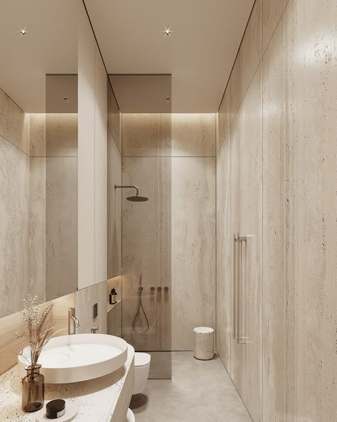 LEQB - CREATIVE SPACES FOR LIFE AND BUSINESS Travertine Bathroom, Master Suite Bathroom, Kampar, Small Bathroom Interior, Washroom Design, Bathroom Design Decor, Toilet Design, Bathroom Inspiration Decor, Bathroom Design Luxury