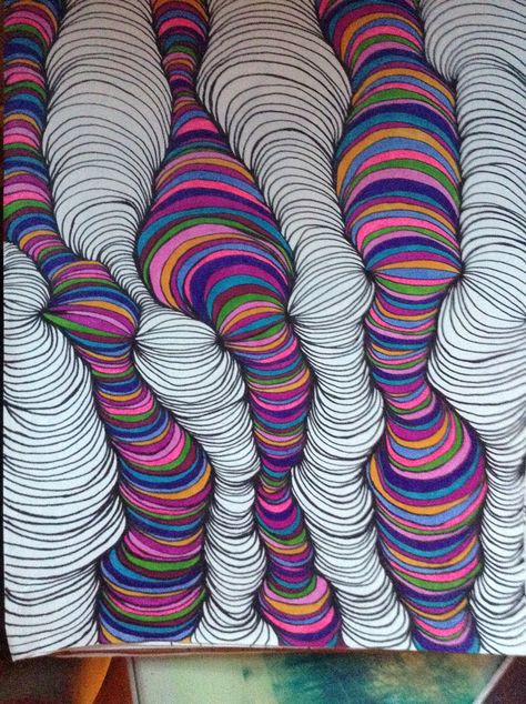 Sharpie Line Drawing, Zentangle Patterns Colorful, Watercolor Over Pen, Opticle Illusions Drawing, Drawing Ideas With Sharpies, Zen Tangle Ideas, Zendoodle Art Ideas, Fun Drawings Easy, Zendoodle Art Inspiration