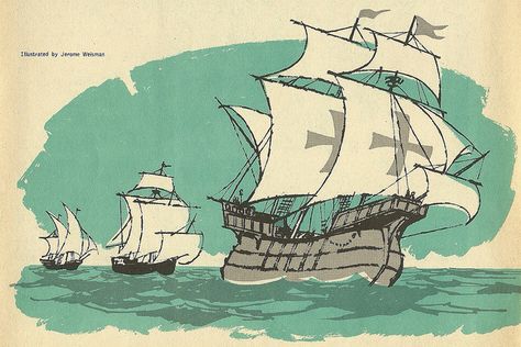 Chapter 15 Christopher Columbus' boats La Pinta, La Niña and La Santa Maria Nina Pinta Santa Maria Ships, Nina Pinta Santa Maria, History Assignment, Ship Sketch, Boat Illustration, Boat Drawing, Christopher Columbus, Bigger Boat, Us History