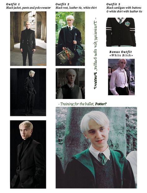 Outfits inspired by Draco Malfoy from "Harry Potter" <3 Draco Inspired Outfits, Outfits Inspired By Draco Malfoy, Draco Malfoy Clothes, Harry Potter Casual Outfits, Draco Outfits, Draco Malfoy Inspired Outfits, Draco Malfoy Ring, Draco Malfoy Outfit, Harry Potter Clothes Slytherin