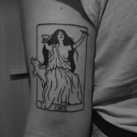 Circe tattoo witch Madeline Miller Circe Inspired Tattoo, Circe Madeline Miller Tattoo, Circe Tattoo Greek, Circe Tattoo Ideas, Circe Tattoo Design, Circe Goddess Tattoo, Muses Tattoo, Madeline Tattoo, Art History Tattoo