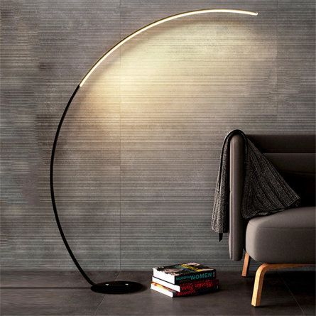 Ivy Bronx Pheobe 63" LED Arched Floor Lamp | Wayfair Black Ivy, Column Floor Lamp, Corner Light, Corner Lamp, Tall Lamps, Arched Floor Lamp, Energy Efficient Design, Black Floor Lamp, Led Floor Lamp