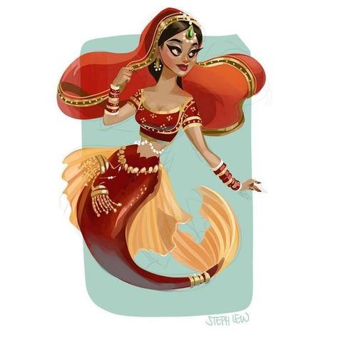 Pinterest: @ LOLAxxLOLA ———————— south Asian mermaid art - Indian mermaid illustration  #mermaid #mermaidlife Art Vampire, Dengeki Daisy, Mermaid Artwork, Mermaid Illustration, Mermaid Drawings, Black Mermaid, Samurai Tattoo, Mermaids And Mermen, Mermaid Life