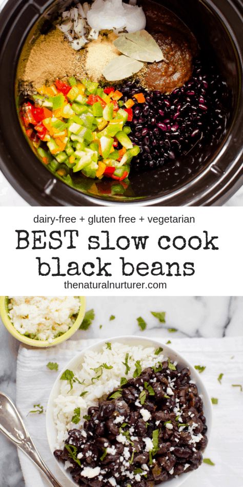 Black Cooker, Black Beans Recipe, Beans In Crockpot, Slow Cooker Beans, Slow Cooker Black Beans, Vegetarian Gluten Free, Vegan Slow Cooker, Vegetarian Crockpot Recipes, Black Bean Recipes