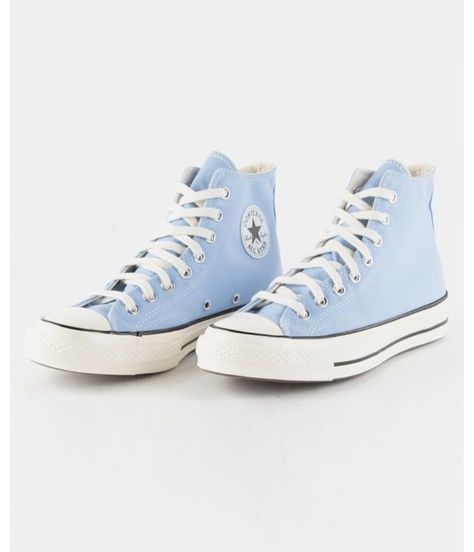 Blue Converse High Tops, Light Blue Converse, Converse Chuck 70 High Top, Chuck 70 High Top, Converse Platform, Blue High Tops, 1970s Design, Blue Converse, Preppy Shoes