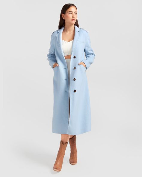 Belle & Bloom Tainted Love Longline Coat Light Blue Wool Coat, Military Coats, Tainted Love, Blue Winter Coat, Longline Coat, Military Coat, Blue Coats, Simplest Form, Blue Wool