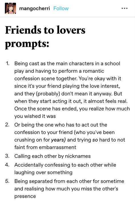 Oneshots Prompts, One Shot Prompts, Friends To Lovers Prompts, Wattpad Prompts, Fanfic Prompts, Otp Prompts, Friends To Lovers, Manga Hair, Book Prompts