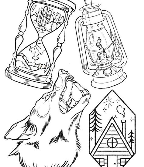 Log Cabin Tattoo, Cabin Tattoo, Night Sky Tattoos, Witchy Forest, Desert Tattoo, Lantern Tattoo, Hourglass Tattoo, Forest Tattoos, Forest Background