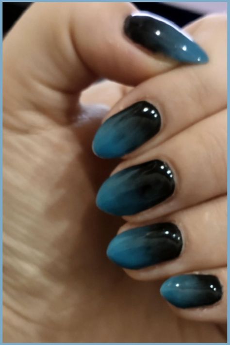 Ombre black nails are a trendy and stylish way to add a touch of sophistication to your nail lookThe gradient effect of ombre nails creates a smooth Gothic Ombre Nails, Black To Blue Ombre Nails, Black Blue Ombre Nails, Goth Nails Blue, Blue And Black Ombre Nails, Black And Blue Ombre Nails, Black And Baby Blue Nails, Colour Ombre Nails, Coloured Ombre Nails