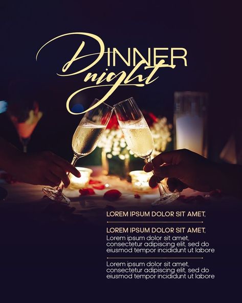 #dinner #couplesdinner #couplenight #hangout #dinnernight #night #date #couplesdate #posterdesign #graphicsdesign Dinner Party Poster Design, Dinner Invite Design, Dinner Party Flyer Design, Dinner Night Flyer Design, Dinner Poster Design, Dinner Flyer Design, Candle Night Dinner, Romantic Movie Night, Club Posters