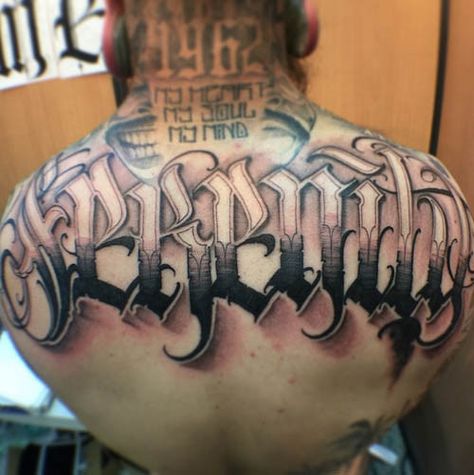 By Big Meas #InkedMagazine #Letteringtattoo #tattoos #tattoo #font #lettering Lettering Tattoos, Tattoo Fonts Alphabet, Tattoo Lettering Styles, Chicano Tattoos, Samoan Tattoo, Tattoo Lettering Fonts, Bad Tattoos, Tattoo Desings, Tattoo Font