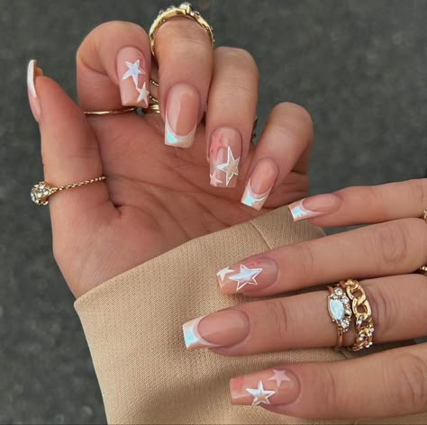 College Nails, Simple Gel Nails, Summery Nails, Classy Acrylic Nails, Star Nails, Minimalist Nails, Dream Nails, Fire Nails, Funky Nails