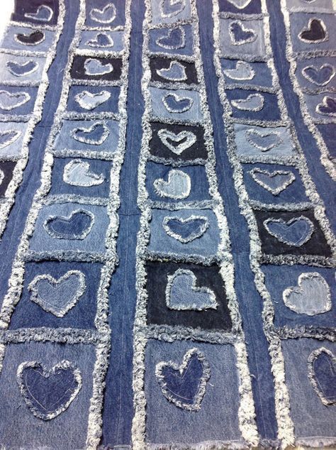 Rag Blanket, Denim Rag Quilt, Denim Quilt Patterns, Denim Quilts, Blue Jean Quilts, Rag Quilt Patterns, Denim Scraps, Jean Quilt, Denim Crafts Diy