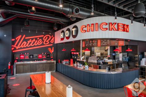 Burger Restaurant Design, Fast Food Restaurant Design, Broadway Nashville, Fried Chicken Restaurant, Chicken Brands, Chicken Shop, Nashville Hot Chicken, Fast Casual Restaurant, Nashville Hot