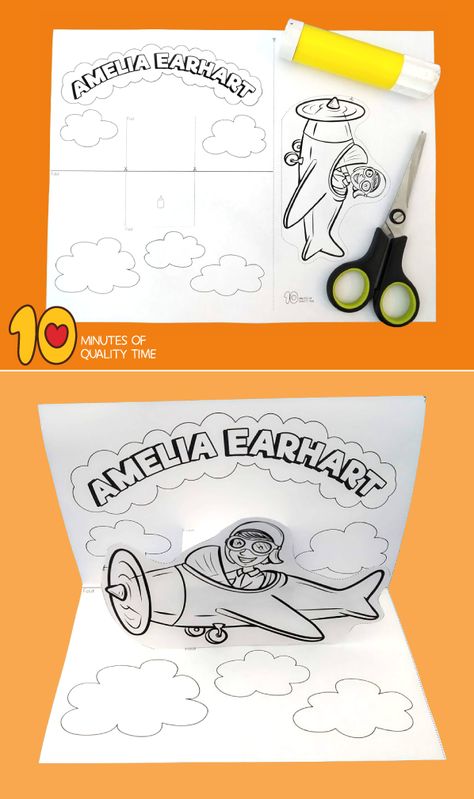 Amelia Earhart craft Amelia Earhart Craft, Amelia Earhart Activities, Women History Month Activities, Letter D Crafts, Plane Crafts, Womens History, Activity Worksheet, Classroom Makeover, Teacher Craft