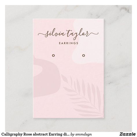 Calligraphy Rose abstract Earring display card Abstract Earring, Etsy Packaging, Business Card Logo Design, Jewerly Displays, Rose Abstract, Jewelry Display Cards, Purple Cards, Abstract Earrings, Square Business Card