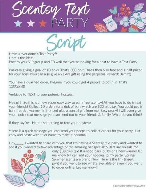 Scentsy Promotion, Scentsy Mock Party, Scentsy Consultant Ideas Party, Scentsy Party Introduction, Scentsy Text Party Message, Scentsy Text Party, Scentsy Ideas, Scentsy Relaunch Party, Scentsy Party Games Facebook