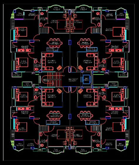 apartment build floor plan Apartment Design Architecture Plan, 4 Apartment Building Plan, 4 Floor Building Design, Floor Plan Apartment Building, Four Apartment Building Plan, Building Plans Architecture, Apartment Plans Layout, Apartment Plans Architecture, Residential Building Floor Plan