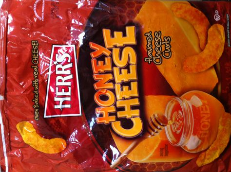 Herr's honey cheese flavored cheese curls Honey Cheese, Rap Snacks, Monster Snacks, Cheese Curls, Pasteurized Milk, Candy Room, Corn Meal, Cheese Cultures, Pasteurizing Milk