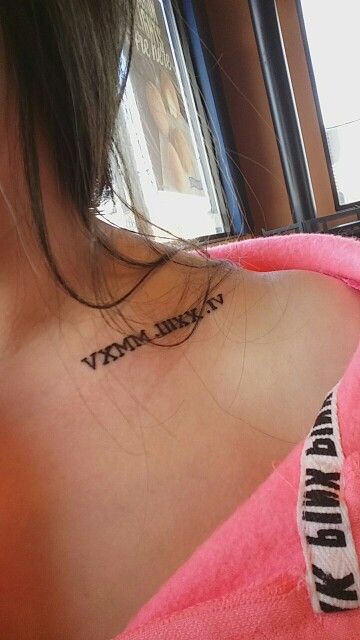 Roman numerals tattoo Roman Numeral Tattoo On Shoulder, Birthday In Roman Numerals Tattoo, Placement For Roman Numeral Tattoo, Roman Numeral With Name Inside Tattoo, Girly Roman Numeral Tattoo, Roman Numeral Tattoos, Roman Numerals, Tattoo Quotes, Tattoos